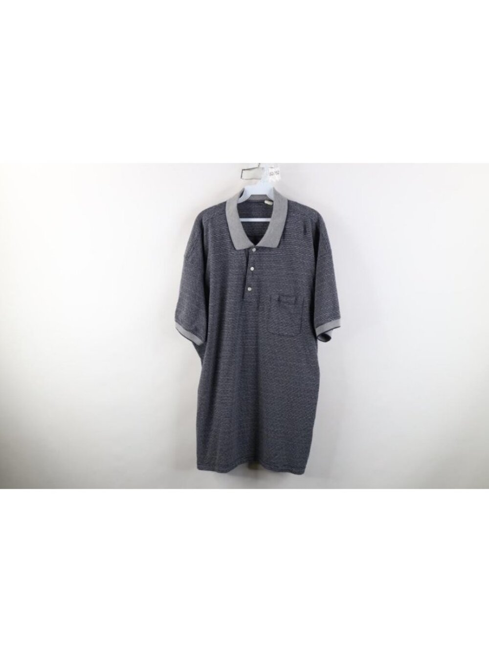 Vintage 90s Streetwear Mens 3XL Faded Striped Diamond Knit Golf Polo Shirt Blue
